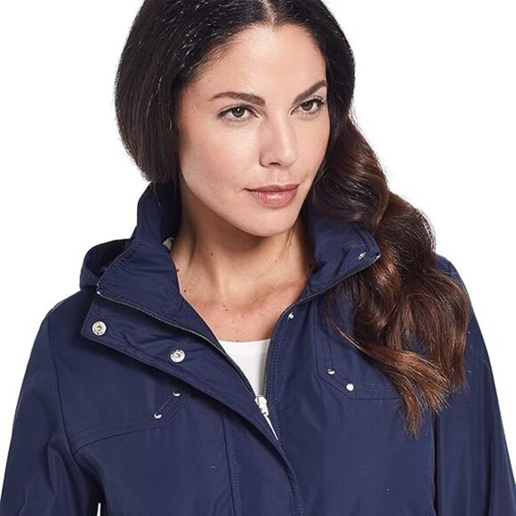 Weatherproof Womens Water Resistant Rain Jacket Detachable Hood Size L - Picture 4 of 6